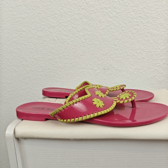 Jack Rogers Neon Pink Green Jelly Slip On Thong Sandals Size 8 Womens - Picture 5 of 8